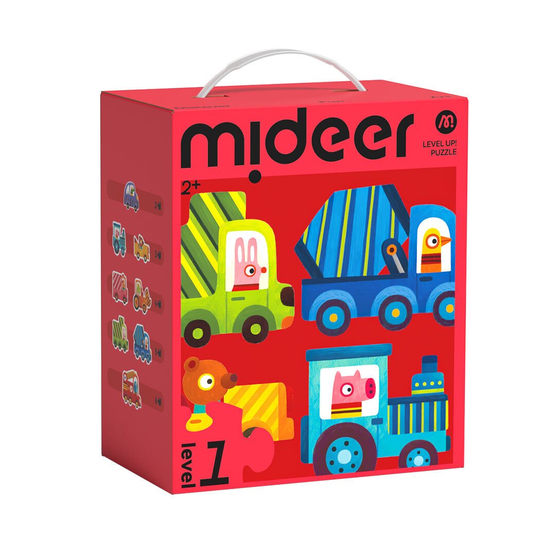 Mideer Level Up! Puzzle Serisi- Seviye 1 : Hayvanlar ve Araçlar