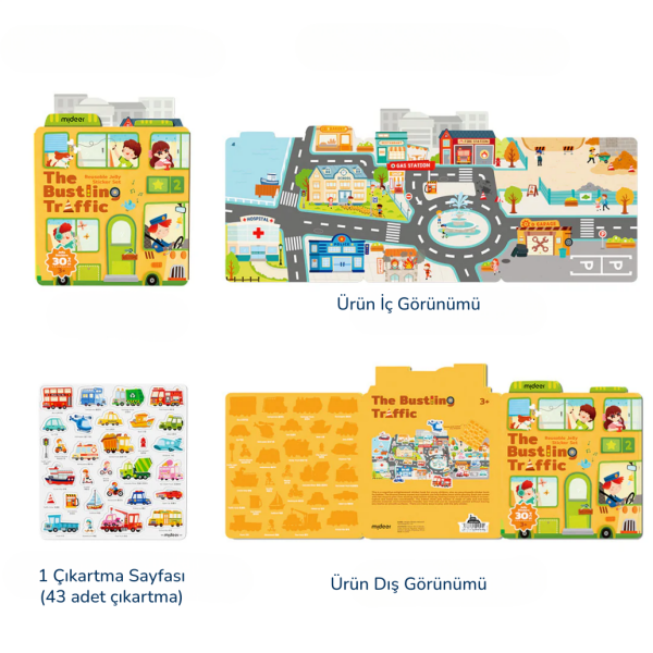 Yeniden Kullanılabilir Jel Sticker Seti -  Hareketli Trafik