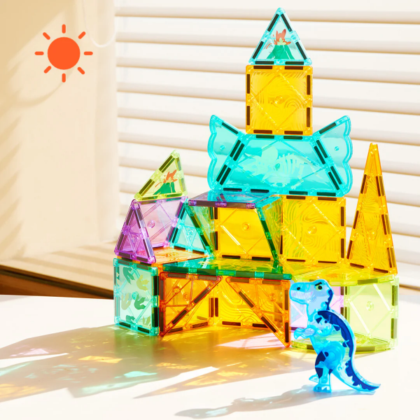 Mideer Renkli Magnetic Tiles -  Jurassic Macerası