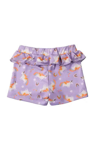 UV Korumalı Alt Üst Kız Bebek Set - Rainbow Unicorn Lilac 0-6 Ay