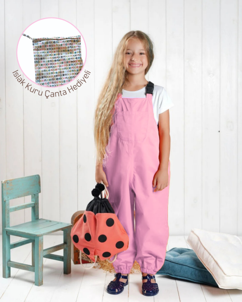 NiceKids Yağmur Tulumu Çocuk/ Pink (Islak Kuru Çantası Hediyeli) 110-116 cm