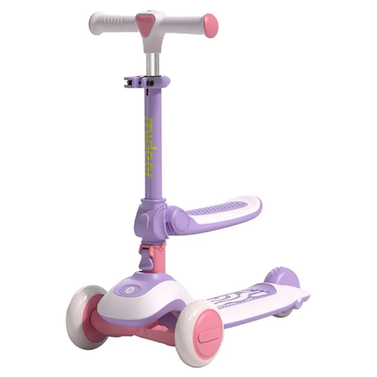 Mideer Katlanabilir 2'si 1 Arada Işıklı Scooter Mor