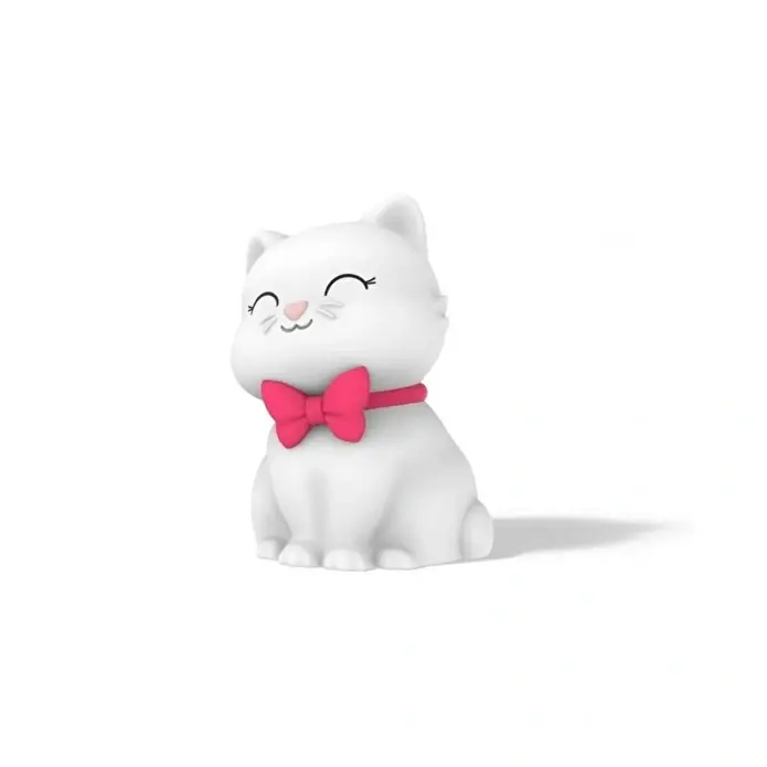 Kedi Tosh Silikon Gece Lambası Beyaz