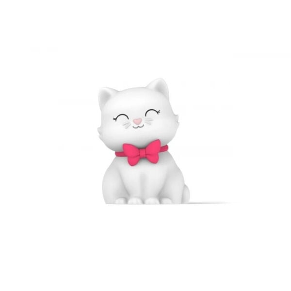 Kedi Tosh Silikon Gece Lambası Beyaz
