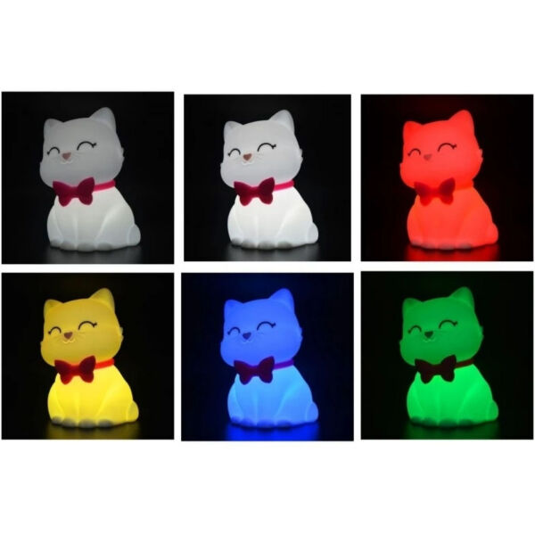 Kedi Tosh Silikon Gece Lambası Beyaz