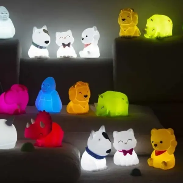 Kedi Tosh Silikon Gece Lambası Beyaz