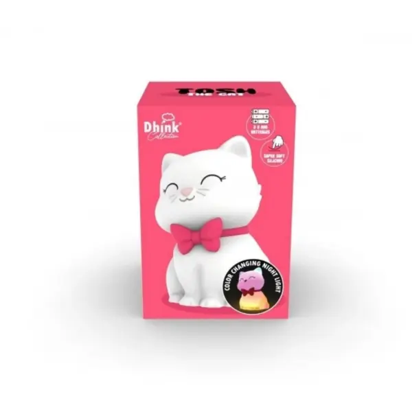 Kedi Tosh Silikon Gece Lambası Beyaz